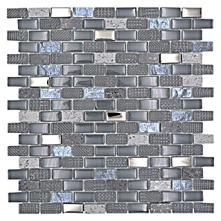 Mosaikfliese Brick Crystal Mix XCM B142 (30 x 28,5 cm, Grau, Glänzend)