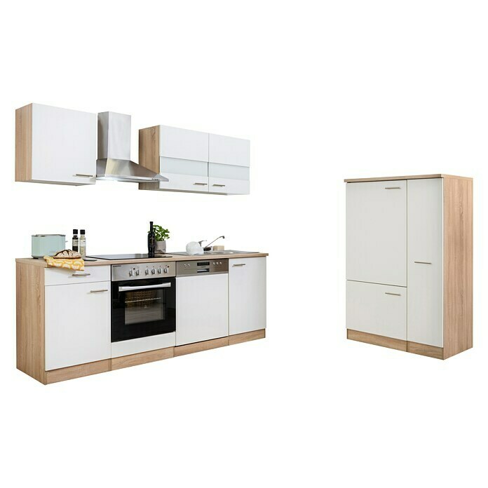 Respekta Composición de cocina (Ancho: 310 cm, Con dispositivos eléctricos, Blanco)